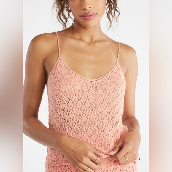 JustFab Lined Crochet Stitch Cami Top size S Peach - Picture 2 of 9